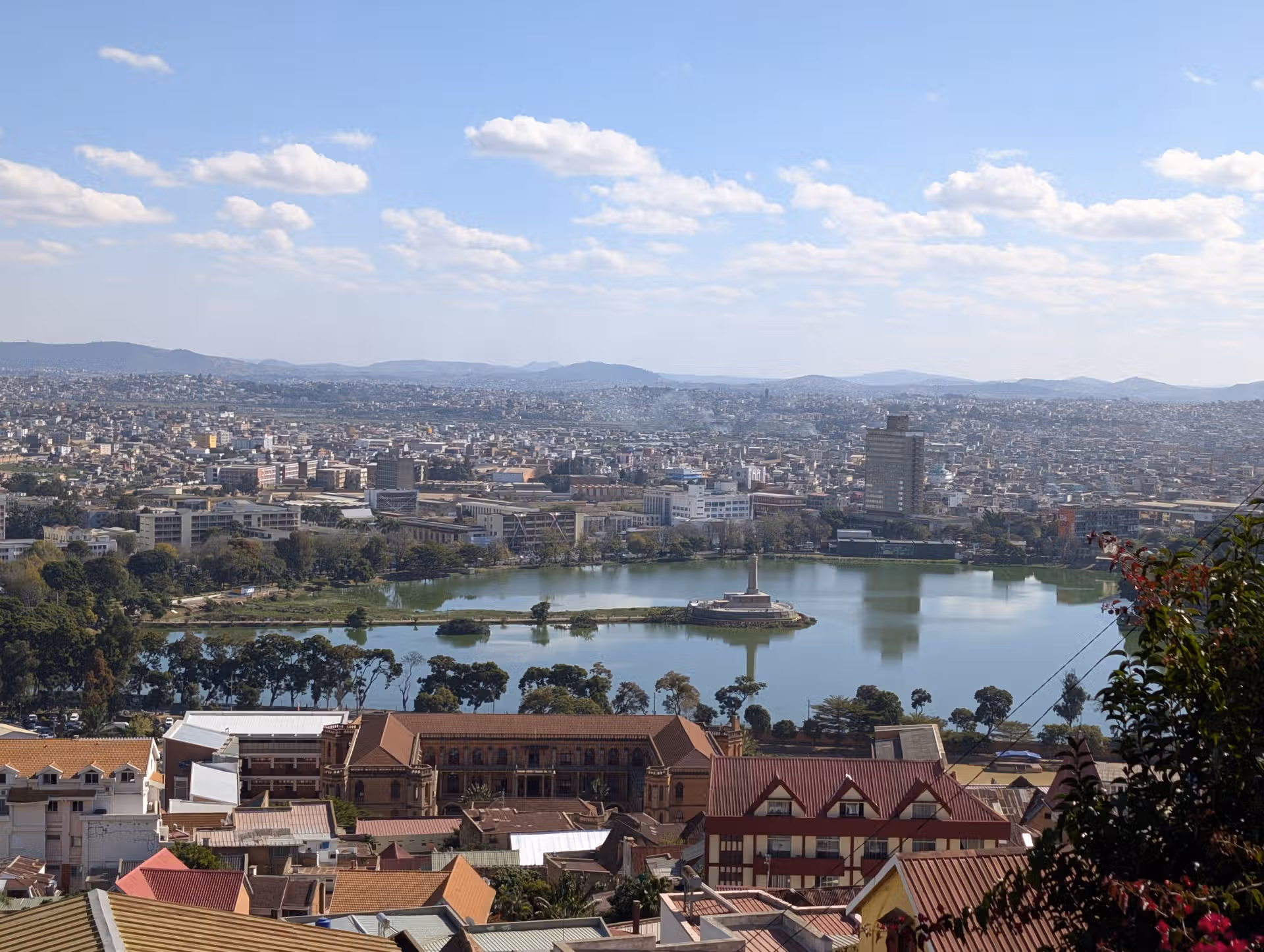 The downtown of Antananarivo Tana with the lake Anosy view and Carlton 5 star Hotel FAR Madagascar Tour Operator Travel Agency