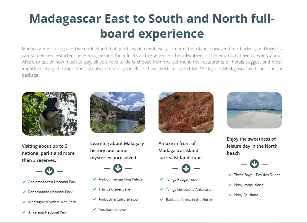 FAR Madagascar trip package information for East South North Madagascar