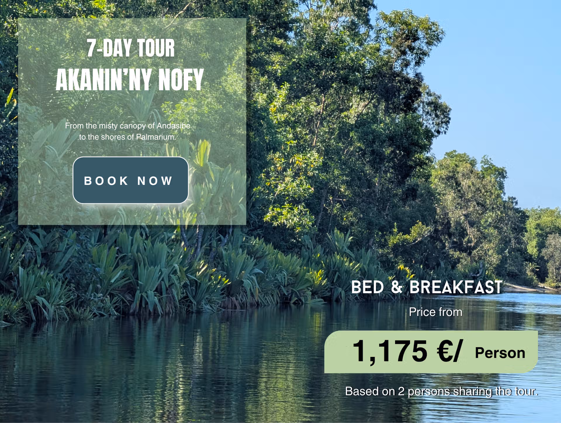 7-day tour akanin'ny nofy tour package offer with far madagascar with 1175 € per person price